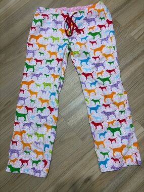 PINK Victoria’s Secret Pajama Pants Dog Print Multicolor Lounge Size M